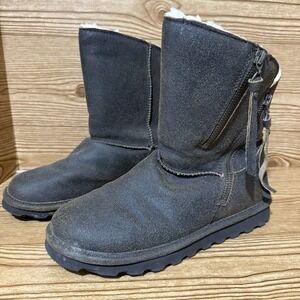Bearpaw Mimi Boots Womens Sz 8 Brown Suede Wool Lined Warm Winter 1901W-MIMI